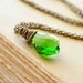 Moss Green Wire Wrap Necklace / Green Crystal Pendant on Antiqued Brass / Simple Everyday Necklace / Woodland Forest Inspired Jewelry