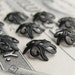 Art Nouveau Lily 9mm antiqued bead cap, black brass patina (8 beadcaps) delicate, dark aged patina, lead nickel free