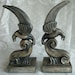 Vintage Art Deco Bird Bookends, c 1930 - machine age modern bookends hollywood regency