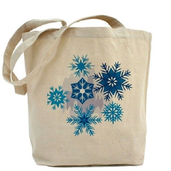 Snowflakes - Christmas - Cotton Canvas Tote Bag