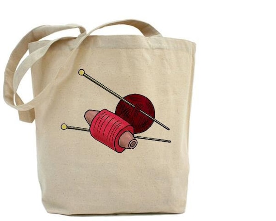 Knitting Bag - Cotton Canvas Tote Bag - CRAFT Bag