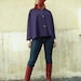 1970s Navy Wool Cape / Brass Dragon Buttons by Capriel