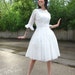 1950s 1960s White Party Dress / Lace Bolero Jacket Wedding Formal
