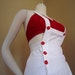 Nautical CHEESECAKE Pinup 1940s Vintage High-Waist SAILOR Bibbed Short Red Buttons 1950s BURLESQUE V L V Pool Party