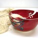 Red Yarn Bowl, Large 8" Knitting bowl, Yarn Organizer Crochet Bowl Handmade Ceramic Pottery, Twisted Leaf turquoise decor, Xmas knitter gift