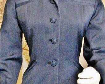 Jacket - 1940's Wasp Waist Navy Blue - Gaynes