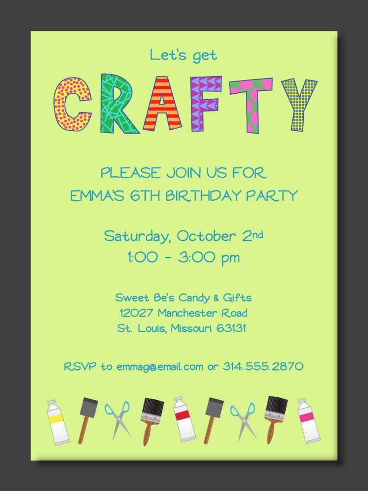 Crafty Kids Birthday Party Invitation by PaperPerfectionist