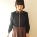 Warm black Japanese vintage dress with flower print, S - M