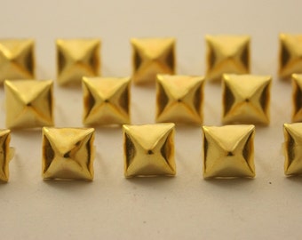 100 pcs. Dark Gold Pyramid Studs Rivets Biker Spikes spots nailheads Decorations Findings 9 mm. CKSPDG9
