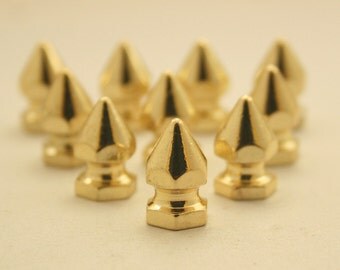 10 pcs. Antique Gold Cone Spikes Screwback Studs Leather Craft Decorations Findings. KG814