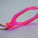 Neon Pink Wishbone Charm Necklace - Long Gold Chain - Lasercut - Fluorescent Fashion Jewelry