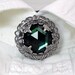Collar Button Cover, Silver Filigree & Vintage Faceted Green Glass BC005 by Robin Delargy LooLoo's Box Handcrafted Jewelry