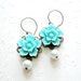 Turquoise Bridesmaid Earrings Chandelier Pearl Earrings Flower Turquoise Wedding Jewelry Tiffanys Blue Earrings Turquoise Dangle Earrings