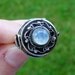 Vintage Sterling Silver Art Nouveau Large Moonstone Poison Ring