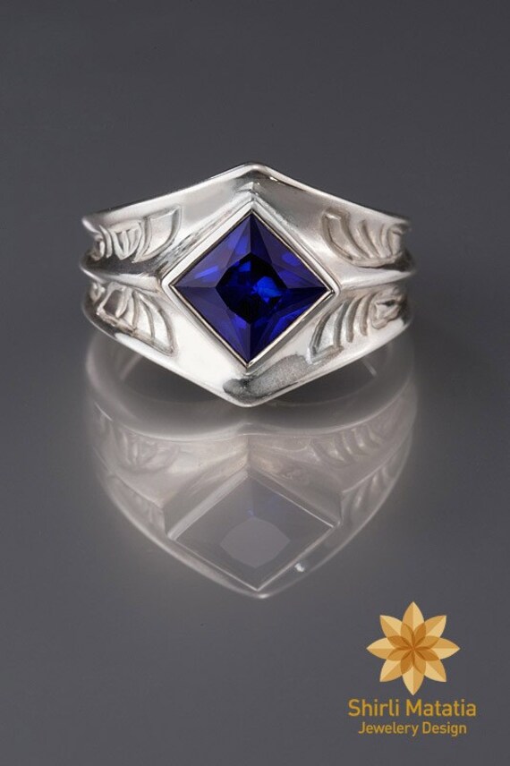 Men's Silver Ring with Gemstone statement ring