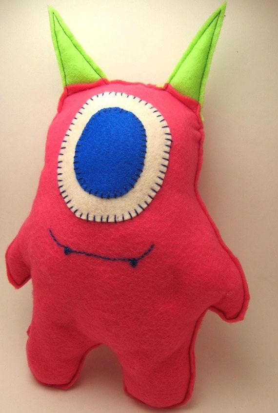 Stuffed cyclops toy sewn felt monster doll one eyed plush