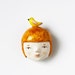 RESERVED FOR IRIT Clay brooch - Girl face - Whimsical ooak pin - Lady with a bird - Gift under 25 dollars