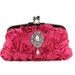 Fuchsia Bridesmaids Clutch, Fuchsia Bridal Clutch, Wedding Clutch, Evening Bag with Swarovski Crystal Brooch