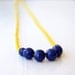 ON SALE Blue Agate and Bright Yellow seed beads beaded necklace / spring necklace in blue and yellow / Handmade under 35