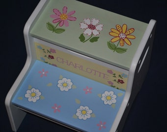 Kids Personalized 2 Step Stool - PB Multi Floral