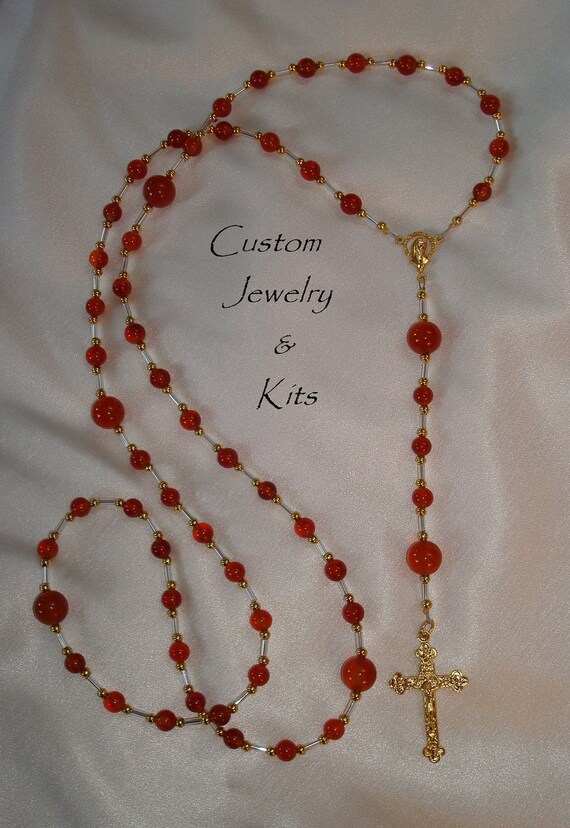 Carnelian rosary Kit Jewelry KIT Easy enough for by LovelyDawn