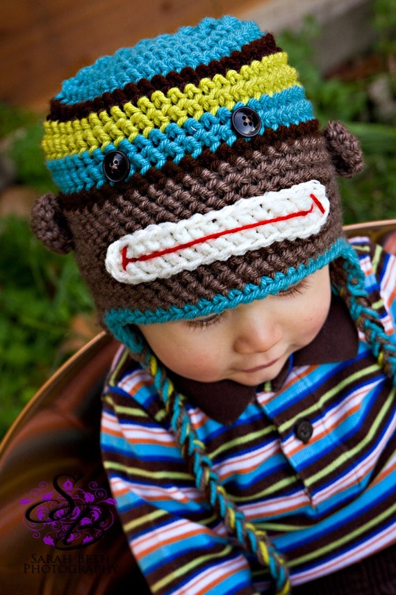 Items similar to Little Boy Turquoise Monkey Hat Great Photography