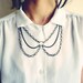 Peter Pan Chain Collar Bib Necklace in Gun Metal