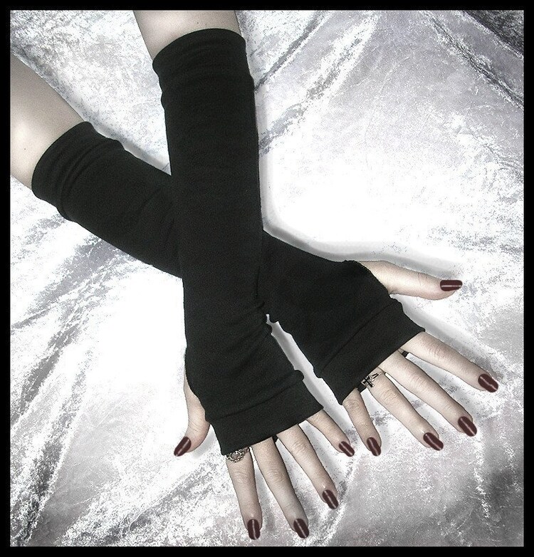 Simplistic Sara Arm Warmers Soft Black Cotton by ZenAndCoffee