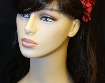 3 Maroon Blossoms on Heavy Weight Bobby Pins - Handmade Hair Flower
