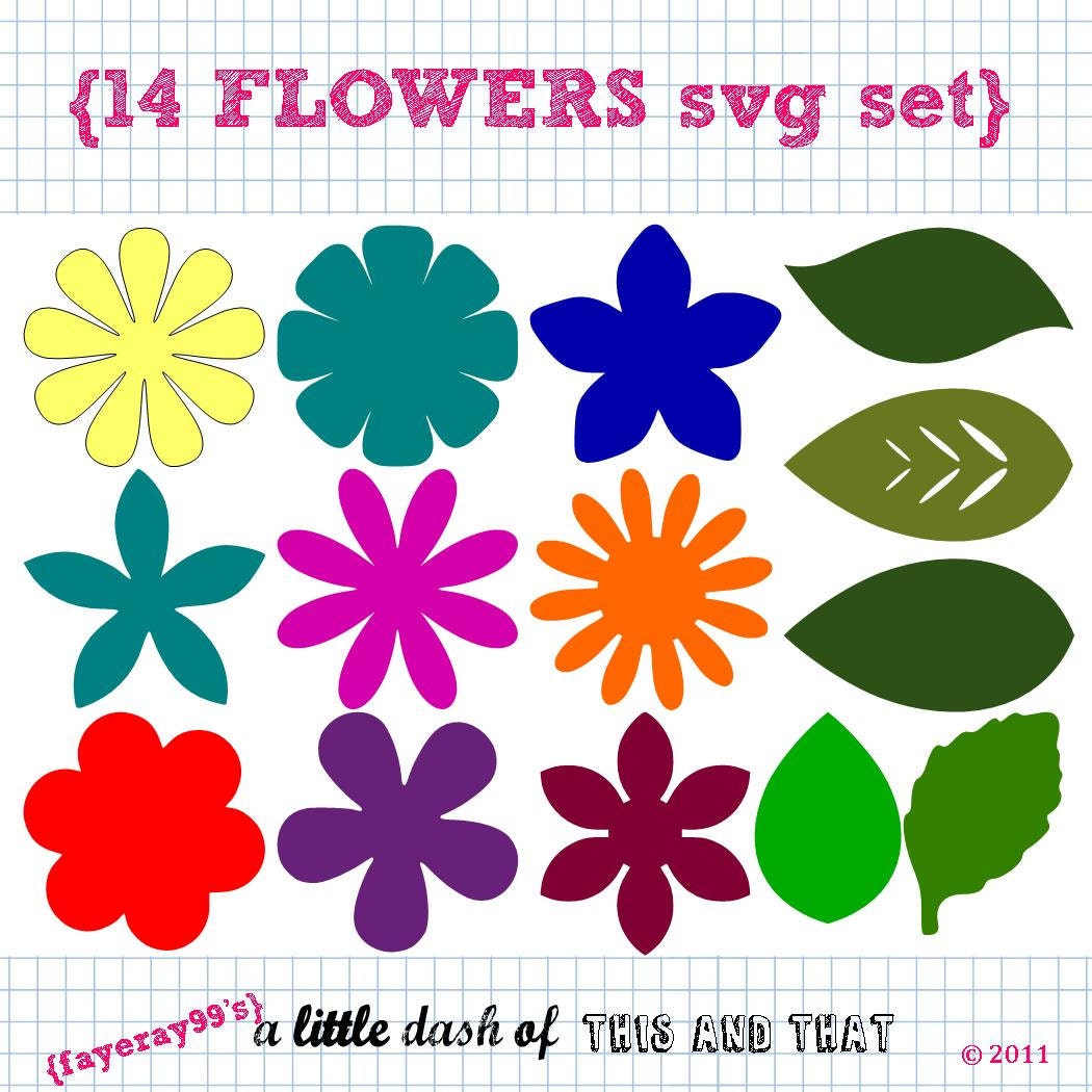 Download 14 Flower and Leaf SVG DXF Set