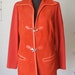 Mod Vintage 70's Bright Orange Jacket, Suede and Wool Knit, Leather Trim, Women's Medium