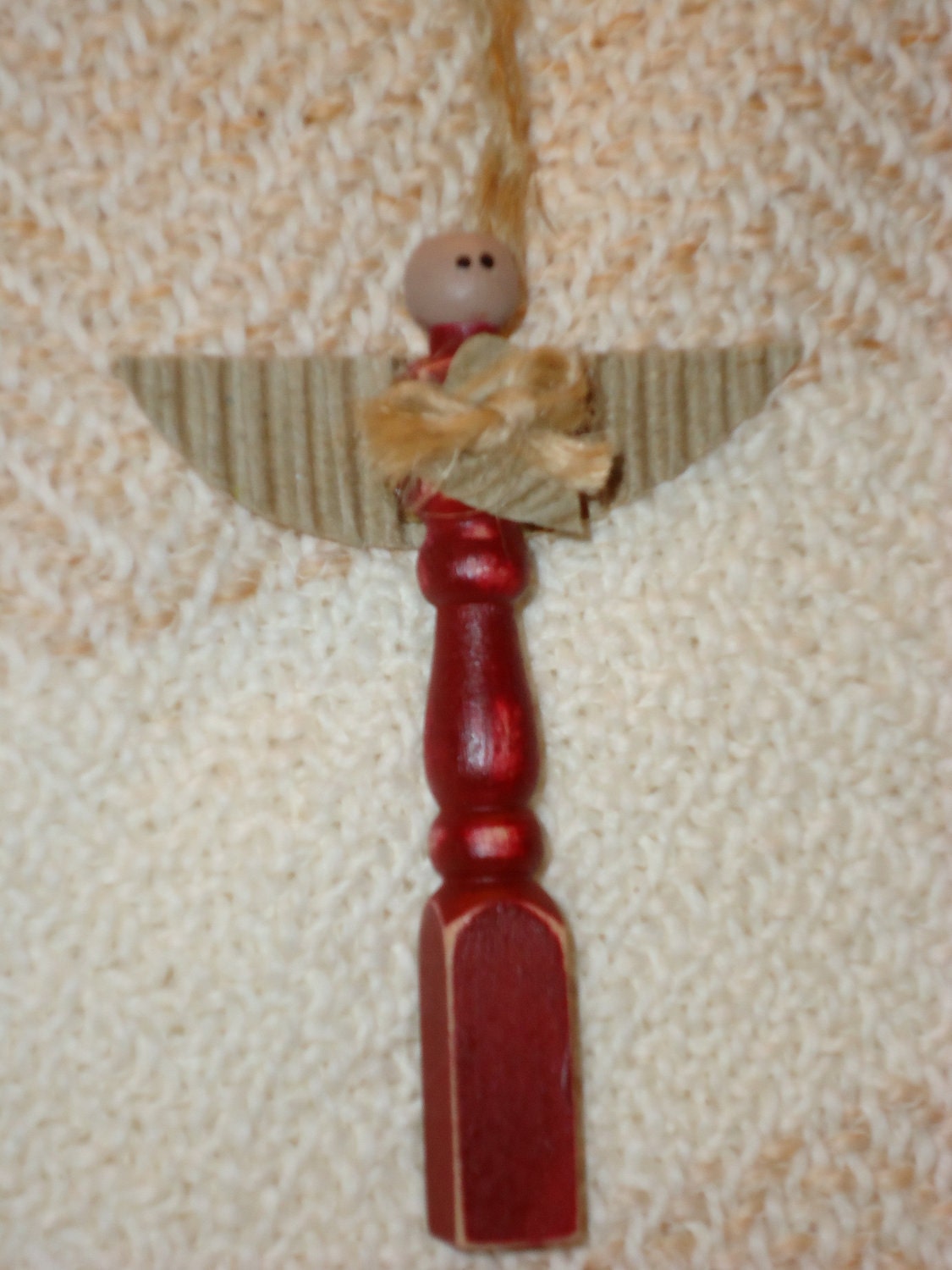 Handcrafted Wood Painted Angel Ornament