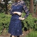 Vintage 80s Designer Nolan Miller Couture Saks Fifth Avenue Sapphire Blue Silk Lace Overlay Cocktail Party Dress