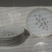 CLEARANCE SALE - 7 vintage gray and yellow leaves design 6 inch saucers / small plates - FLIGHT pattern / Trend China / made in Japan