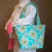 The Reversible Simple Tote in Amy Butler's Clematis in Turquoise