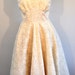 Tea Length Dress silk shantung dupioni ivory floral screen print size 10 - 12