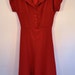 Red cap sleeve dress rayon and linen blend 1940s Retro style size 2 - 4