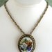 Floral Necklace Brooch Hand Painted Porcelain Cabochon