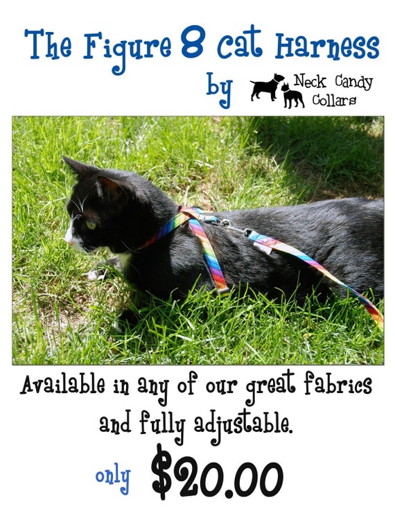 The Figure 8 Cat Harness by Neck Candy Collars choose your