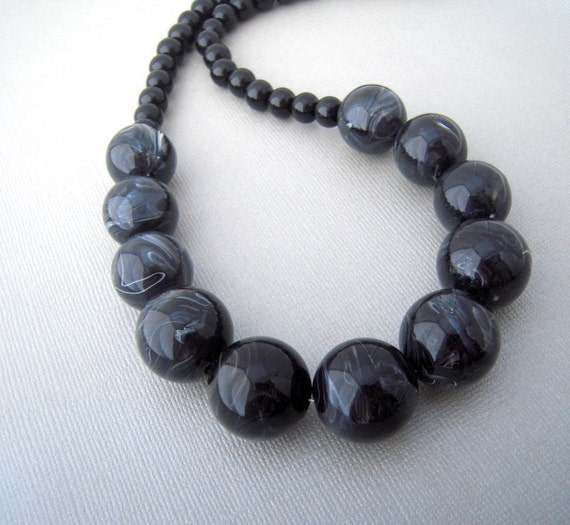 Big bead necklace black chunky necklace bold by urbandwellers
