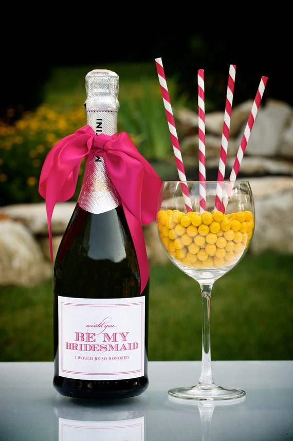 Be My Bridesmaid - Champagne Bottle Label SET OF SIX by Flair Designery Il_570xn
