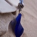 Sea Glass Necklace in Cobalt Blue with Bali Style Bead Accent