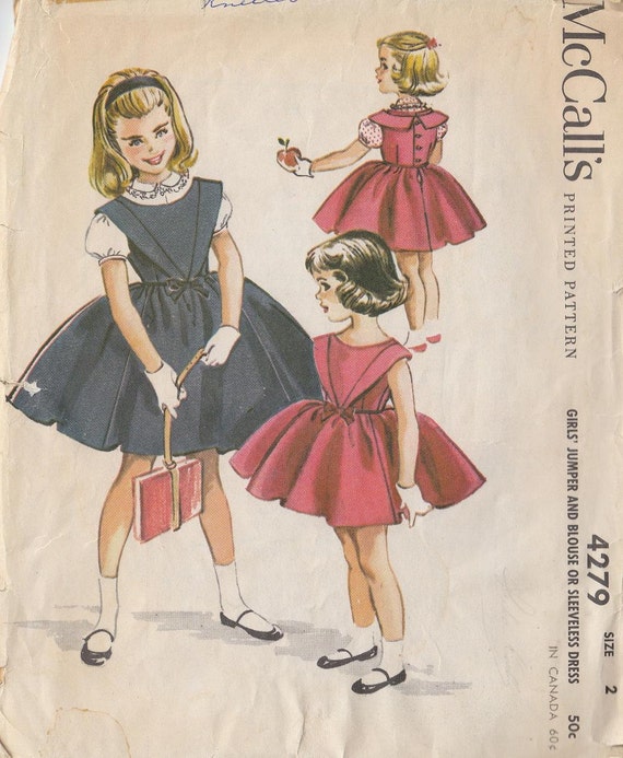 Vintage Pattern Girls Full Skirt Jumper Blouse 1957 Size 2