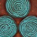 3 Labryinth Disks in Green Patina - Labyrinth Design from Ancient Greek Coin - CLDG3