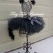 Pretty Kitty---Black with black/ white polkadot marabou baby/child TUTU with Free matching puff hairclips - 2T/3T, 4T/5T