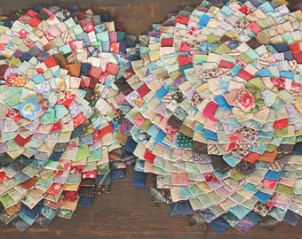 2 Vintage Folky Flower Petals Mats SALE - was 46.00