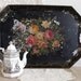 Antique Large Shabby Chippy Black Tole Ware Tray