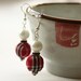 Tartan, Black Rondelle and White Pearl Earrings