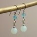 Aqua Drop Earrings - Sea Glass Jade Stone Silver Tone Beaded Earrings - Pastel Matte Light Sky Blue Aqua Petite Everyday Chic Dangle Earring