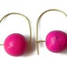 bombona seed hoop earrings, hot pink mod earrings, modern tagua earrings, eco friendly earrings, fair trade earrings
